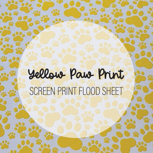 Yellow Paw Print Flood Sheet Screen Print Transfer