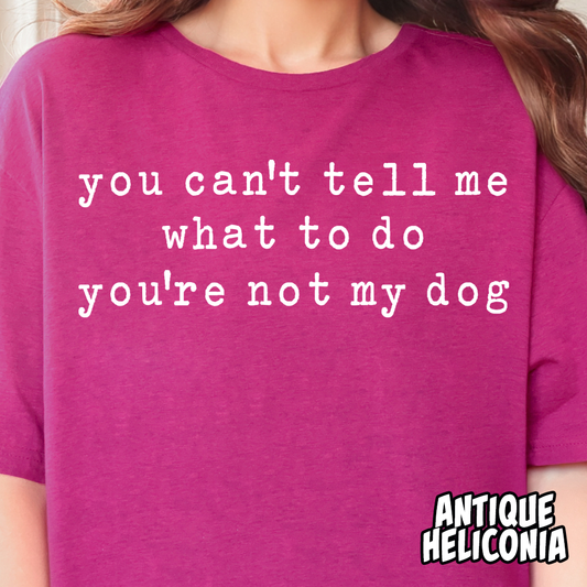 You Can't Tell Me What to Do, You're Not My Dog- Single Color DTF Transfer