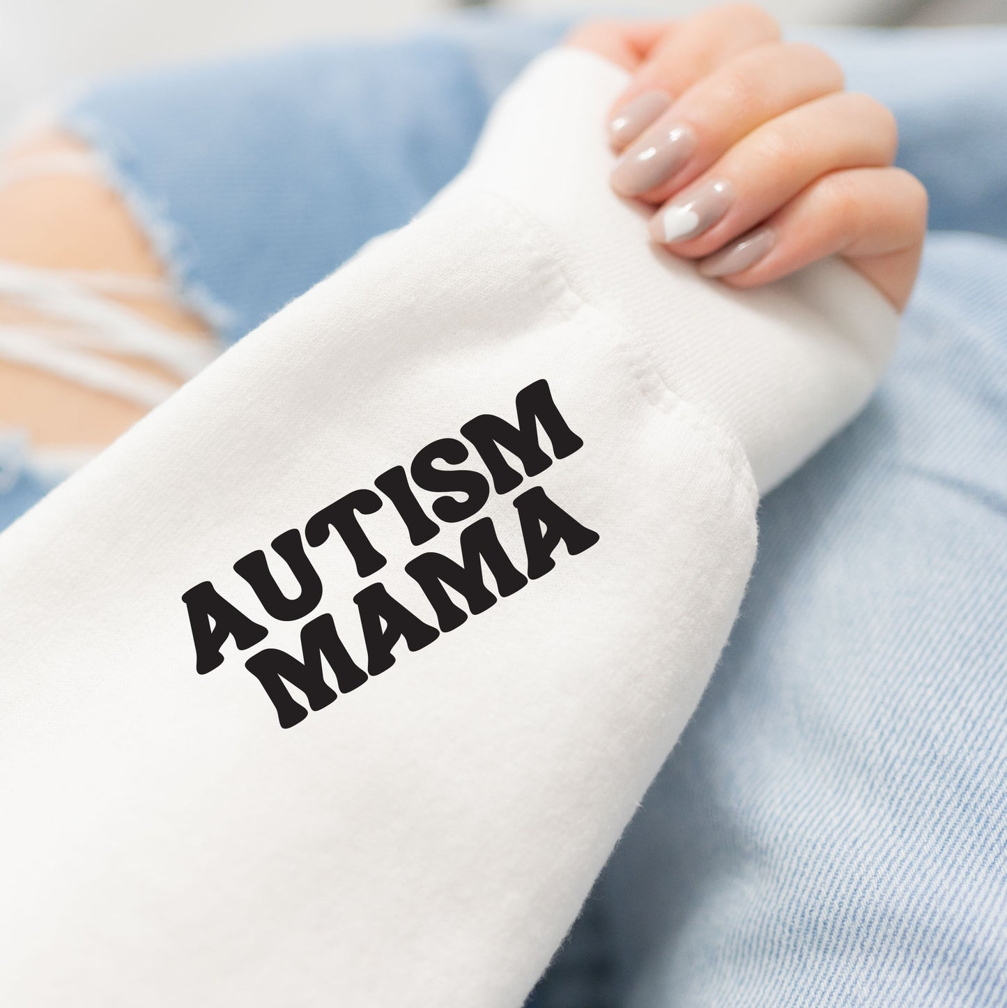 Autism Mama (Pocket/Sleeve)- Single Color (black)- 3.25” wide Plastisol Screen Print Transfer