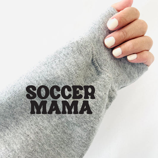 Soccer Mama (Pocket/Sleeve)- Single Color (black)- 3" wide Plastisol Screen Print Transfer